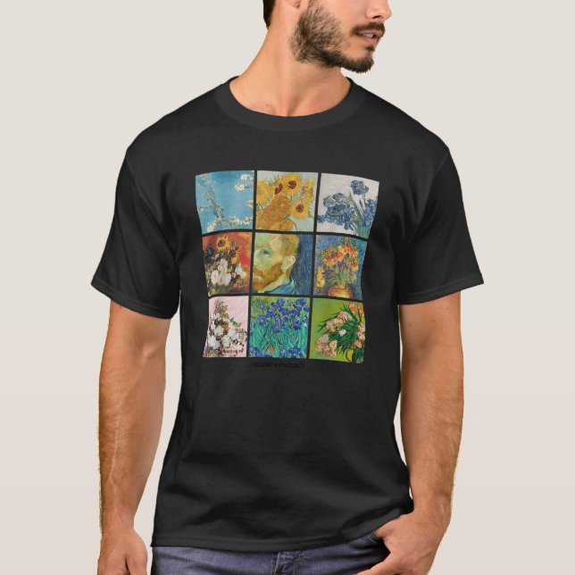 Vincent Van Gogh Flowers Grid Post impressionism A T Shirt (Framsida)