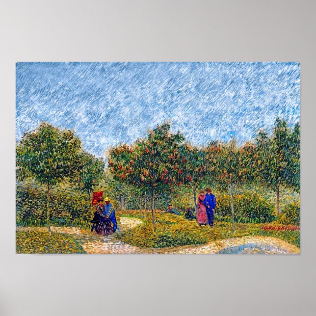Vincent Van Gogh - Förälskade par i parken Poster (Framsidan)