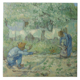 Vincent van Gogh - Första steget, efter Millet Kakelplatta