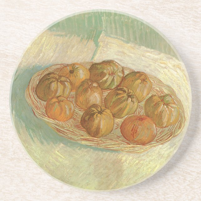 Vincent van Gogh - Fortfarande Basket i Apples Underlägg Sandsten (Framsidan)