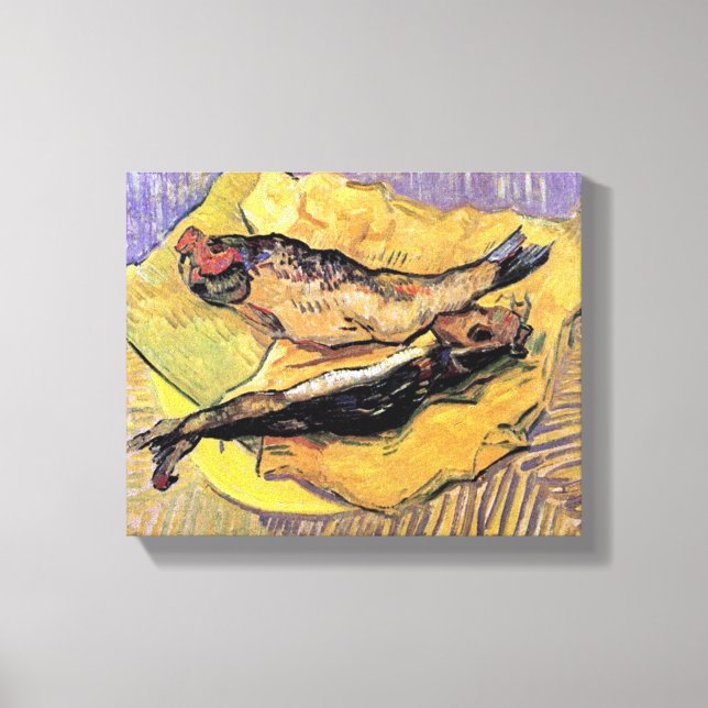 Vincent Van Gogh - Fortfarande Life Bloaters Fine  Canvastryck (Framsida)