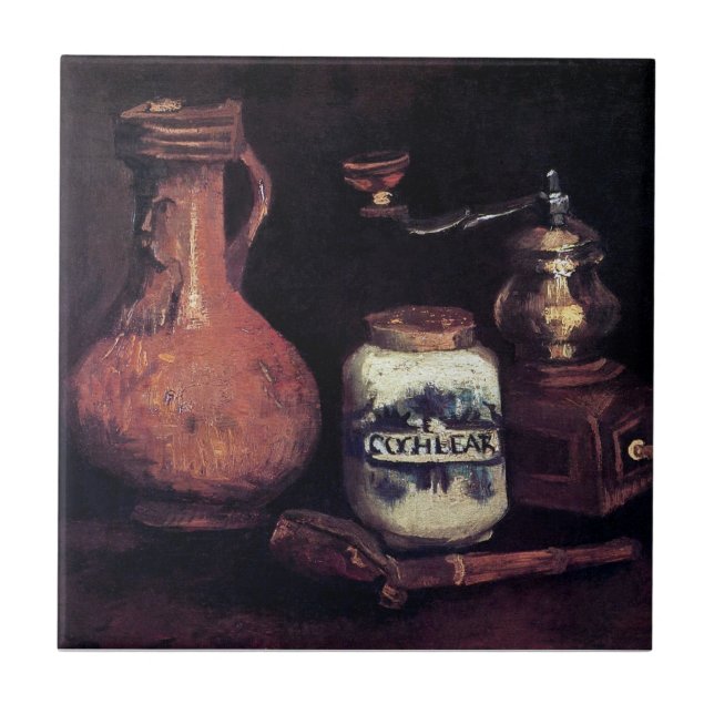 Vincent Van Gogh - fortfarande liv med kaffemill Kakelplatta (Framsidan)