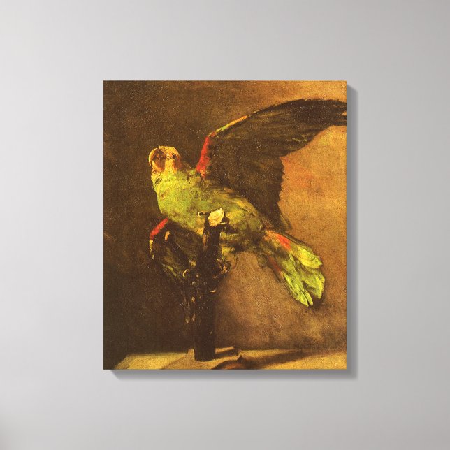 Vincent van Gogh - Fortfarande med Grönt Parrot Canvastryck (Framsida)
