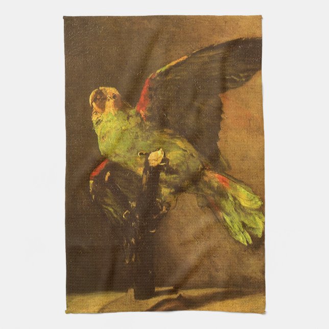 Vincent van Gogh - Fortfarande med Grönt Parrot Kökshandduk (Vertikal)