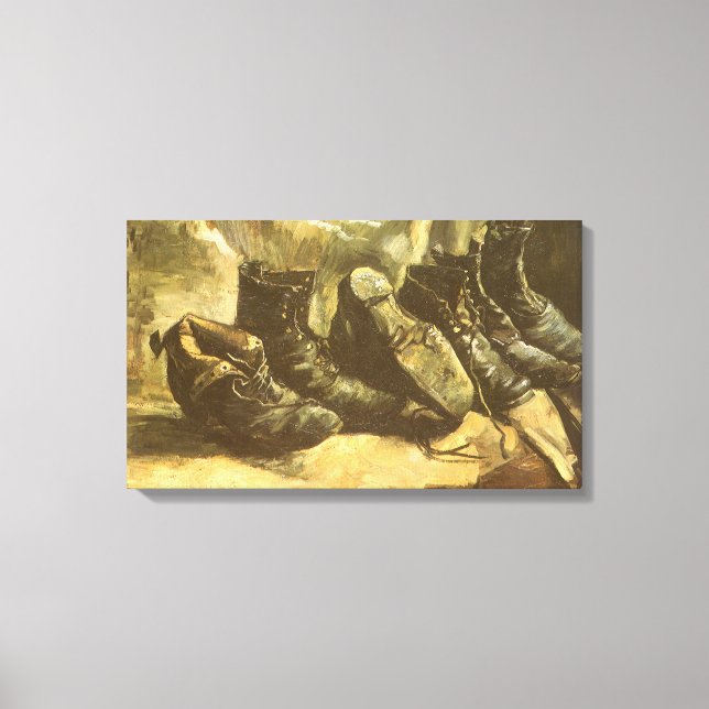 Vincent van Gogh - fortfarande tre par skor Canvastryck (Framsida)