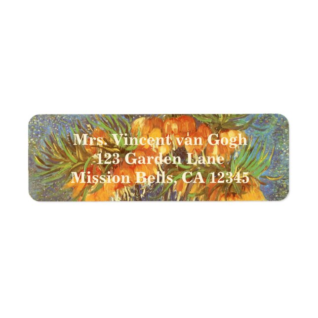 Vincent van Gogh - Fritillaries in a Copper Vas Returadress Etikett (Framsidan)