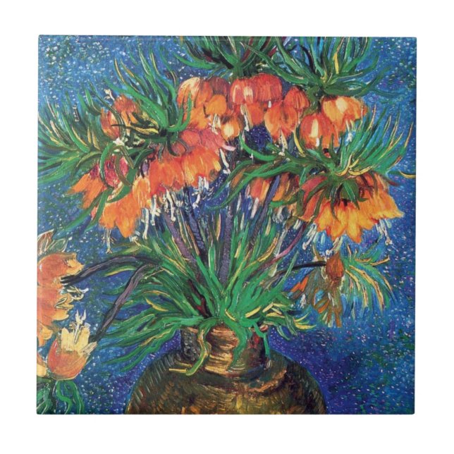Vincent Van Gogh - Frittillaries i en kopparvas Kakelplatta (Framsidan)