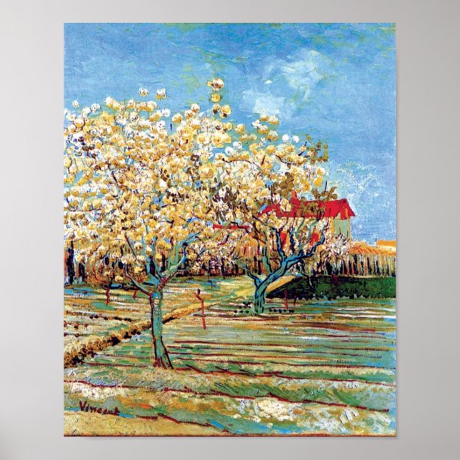 Vincent Van Gogh - Fruktträdgård i blom - Finkonst Poster (Framsidan)