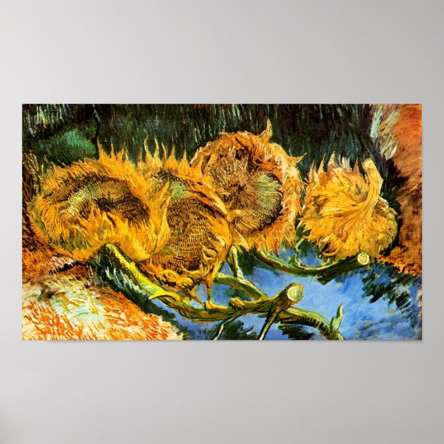 Vincent Van Gogh - Fyra avskurna solrosor Finkonst Poster (Framsidan)