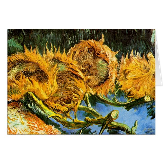 Vincent Van Gogh - fyra snittblommor konst Hälsningskort (Framsidan Horizontal)