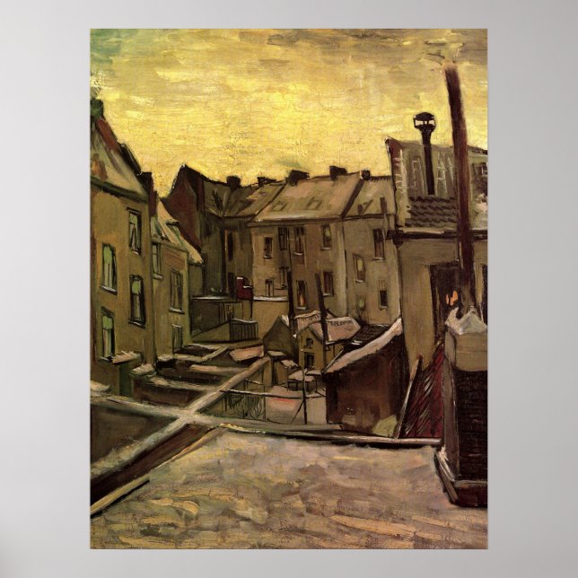 Vincent van Gogh, Gamla hus bakgårdar, Antwerpen Poster (Framsidan)
