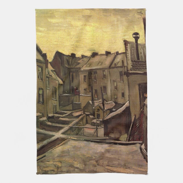 Vincent van Gogh, gamla husens bakgårdar, Antwerpe Kökshandduk (Vertikal)