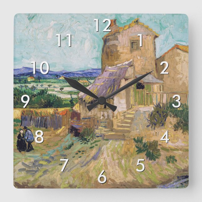 Vincent van Gogh - Gamla Mill Fyrkantig Klocka (Framsida)