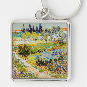 Vincent van Gogh - Garden at Arles Fyrkantig Silverfärgad Nyckelring