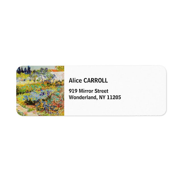 Vincent van Gogh - Garden at Arles Returadress Etikett (Framsidan)