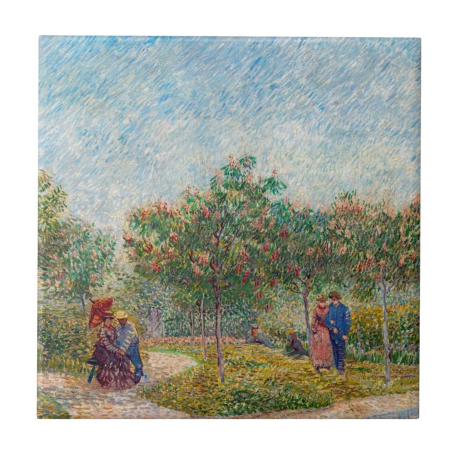 Vincent van Gogh - Garden i Montmarte med Älskare Kakelplatta (Framsidan)