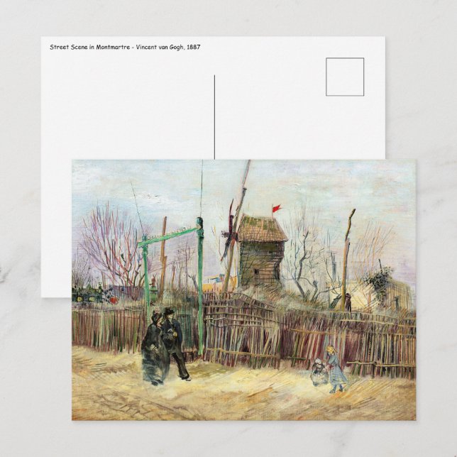 Vincent van Gogh - Gatuscen i Montmartre Vykort (Fram/baksida)