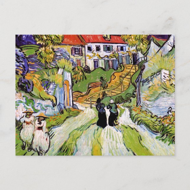 Vincent Van Gogh - Gatuvy och trappor från byn Vykort (Framsida)