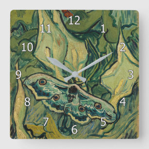 Vincent van Gogh - Giant Peacock Moth Fyrkantig Klocka