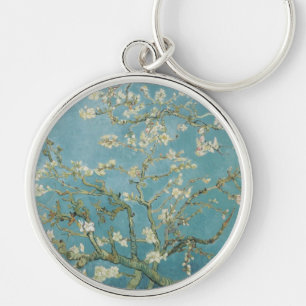 Vincent Van Gogh grenar av mandelträd Rund Silverfärgad Nyckelring