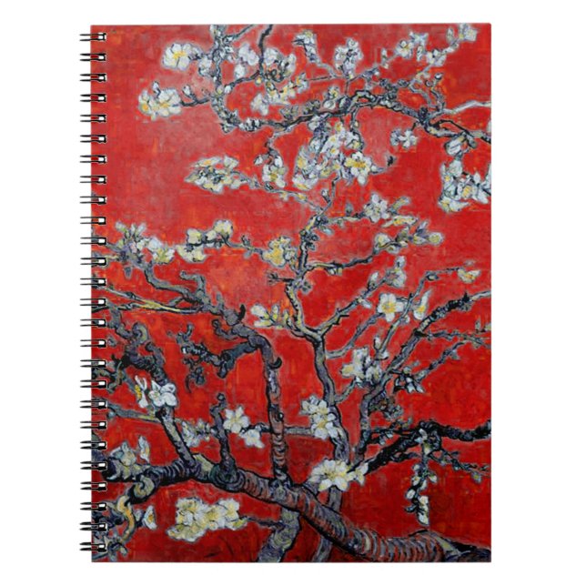 Vincent van Gogh Grenar med Almond Blommar Red Anteckningsbok (Framsidan)