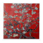 Vincent van Gogh Grenar med Almond Blommar Red Kakelplatta<br><div class="desc">Vincent van Gogh Grenar med Almond Blommar fortsätter att målas upp i rött. blommigt bra art post impressionist</div>