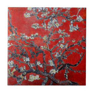 Vincent van Gogh Grenar med Almond Blommar Red Kakelplatta