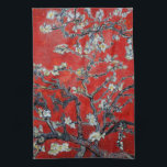 Vincent Van Gogh grenar med mandelblommar Kökshandduk<br><div class="desc">Vincent Van Gogh grenar med mandelen blomstrar stillebenimpressionism som målar mycket asiatiskt i rött: blom- konstpost impressionist</div>