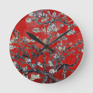 Vincent Van Gogh grenar med mandelblommar Rund Klocka