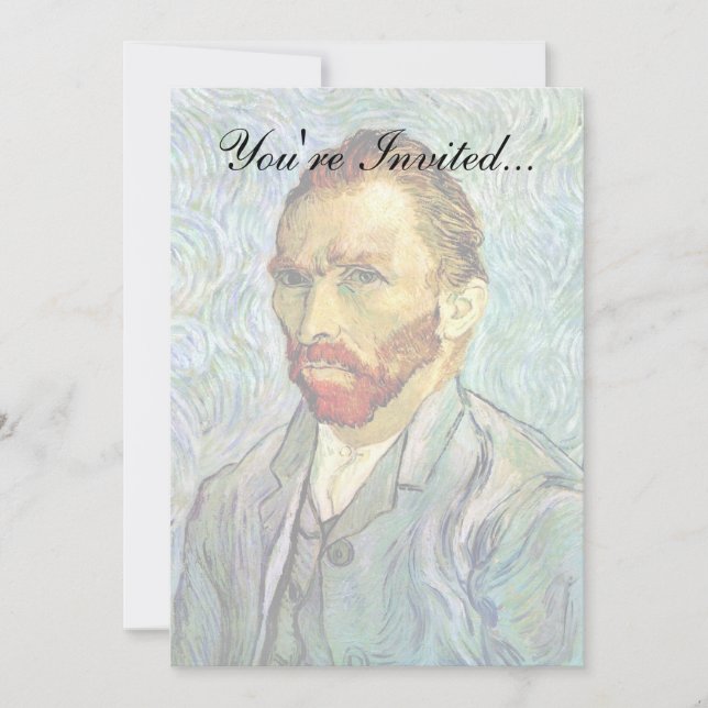 Vincent Van Gogh - Grön Självporträtt Finkonst Inbjudningar (Framsida)