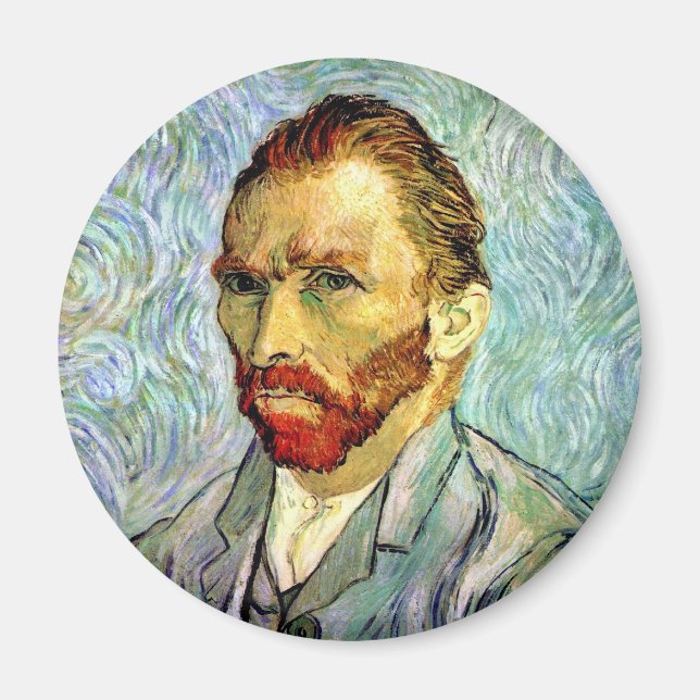 Vincent Van Gogh - Grön Självporträtt Finkonst Magnet (Framsidan)