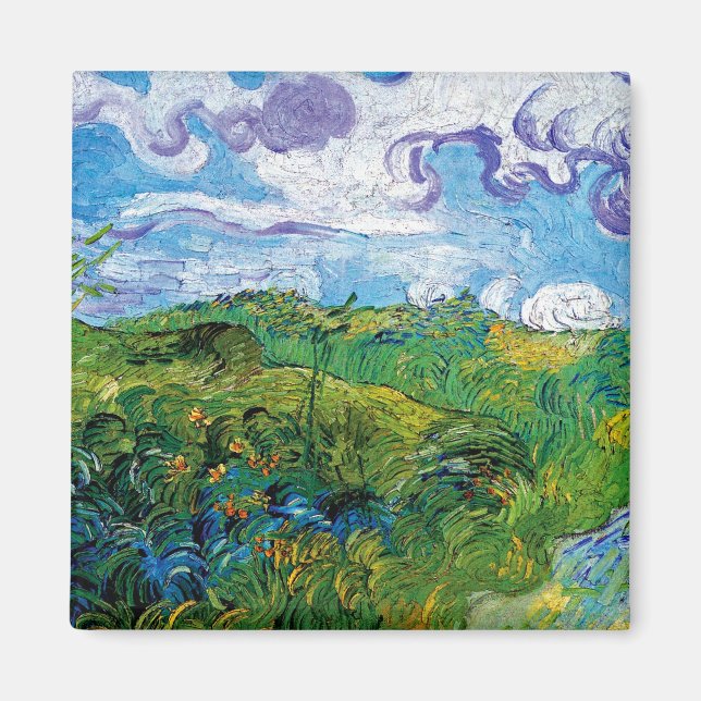 Vincent Van Gogh - Gröna vete fält i Auvers Magnet (Framsidan)
