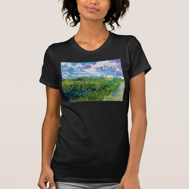 Vincent Van Gogh - Gröna vete fält i Auvers Tee Shirt (Framsida)
