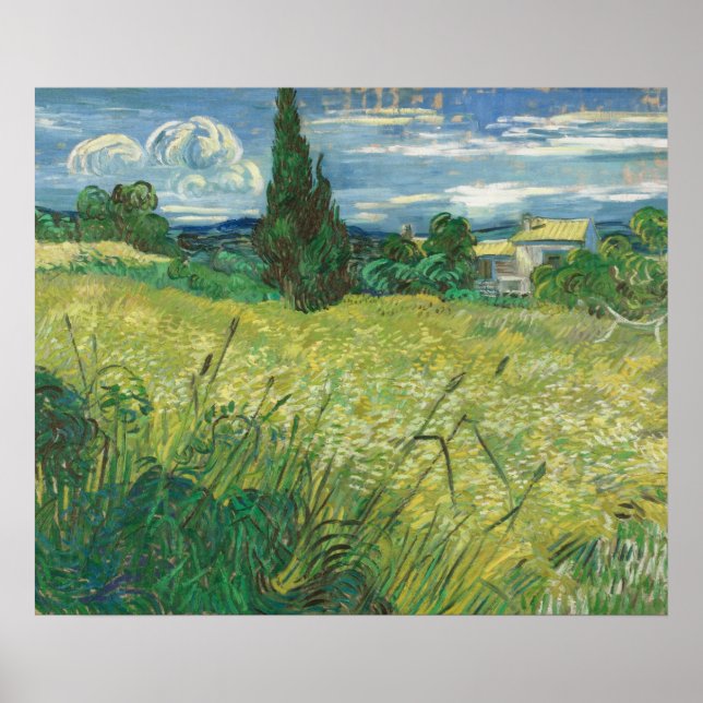 Vincent Van Gogh Grönt Fält Peing Print Poster (Framsidan)