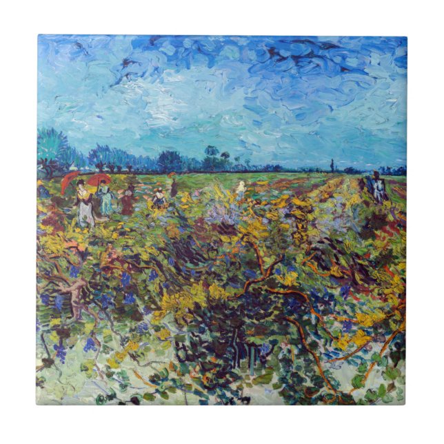 Vincent van Gogh - Grönt Vineyard Kakelplatta (Framsidan)