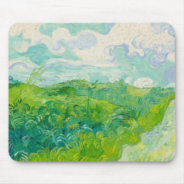 Vincent Van Gogh Grönt Wheat Fält Art Painting Musmatta (Framsidan)