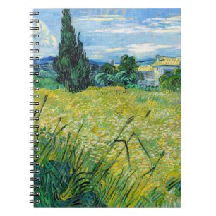 Vincent van Gogh - Grönt Wheat Fält med Cypress Anteckningsbok