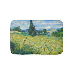 Vincent van Gogh - Grönt Wheat Fält med Cypress Badrumsmatta