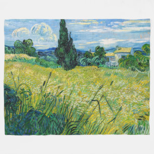 Vincent van Gogh - Grönt Wheat Fält med Cypress Fleecefilt