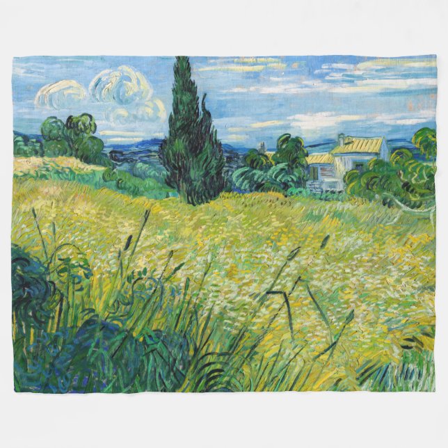 Vincent van Gogh - Grönt Wheat Fält med Cypress Fleecefilt (Framsidan (Horisontell))