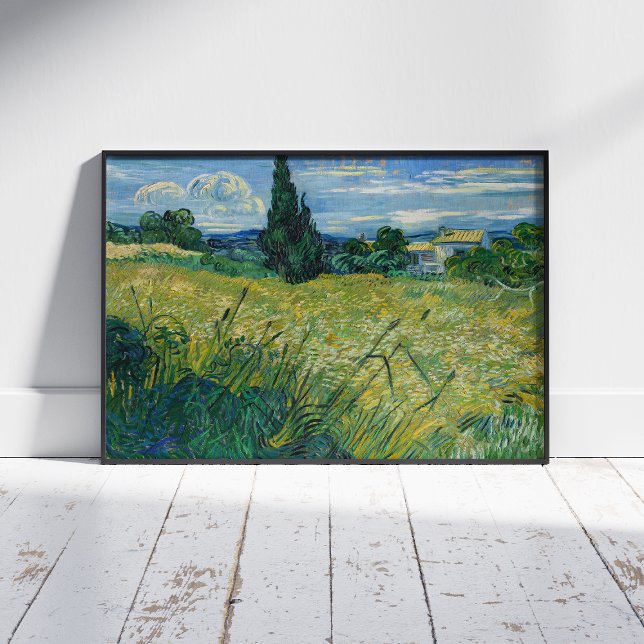 Vincent Van Gogh, Grönt Wheat Fält med Cypress Fototryck (Skapare uppladdad)