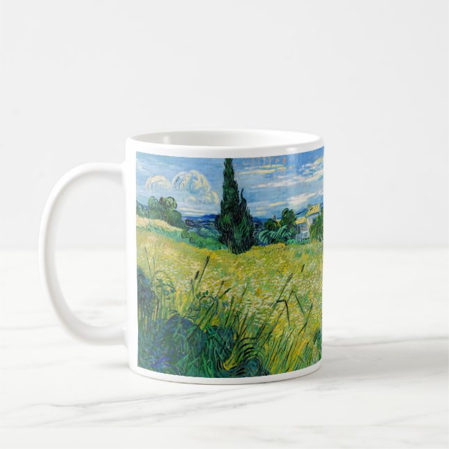 Vincent van Gogh - Grönt Wheat Fält med Cypress Kaffemugg (Vänster)