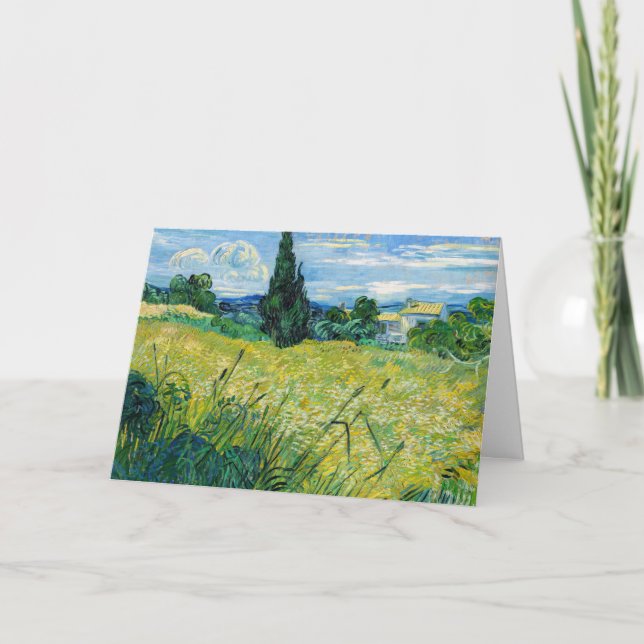 Vincent van Gogh - Grönt Wheat Fält med Cypress Kort (Framsida)