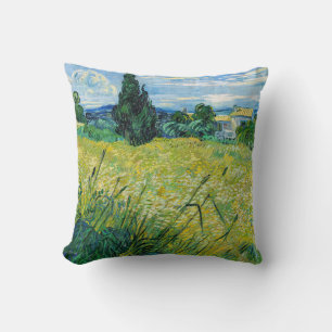 Vincent van Gogh - Grönt Wheat Fält med Cypress Kudde