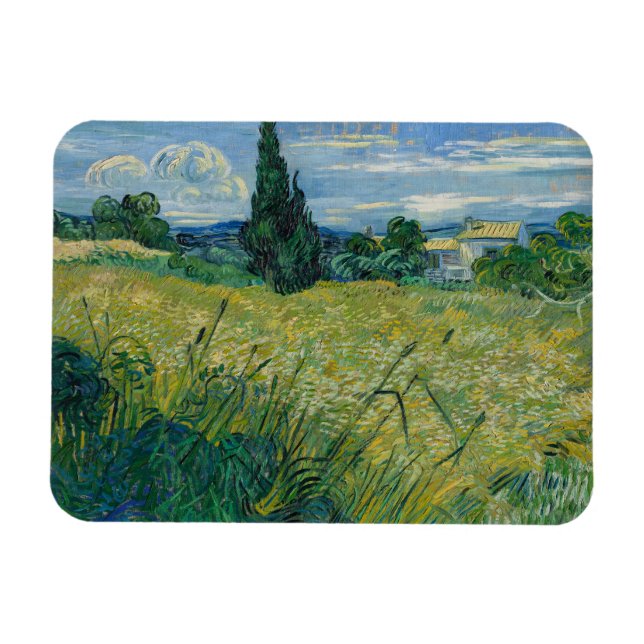 Vincent Van Gogh, Grönt Wheat Fält med Cypress Magnet (Horisontell)