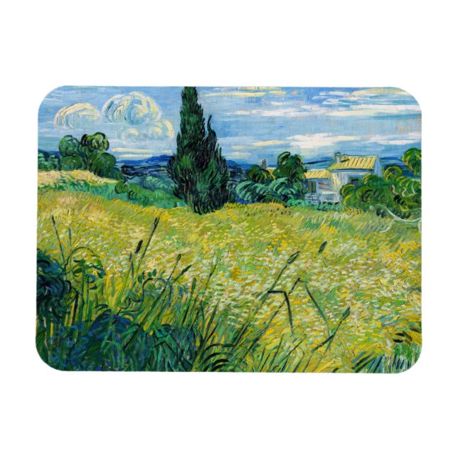 Vincent van Gogh - Grönt Wheat Fält med Cypress Magnet (Horisontell)