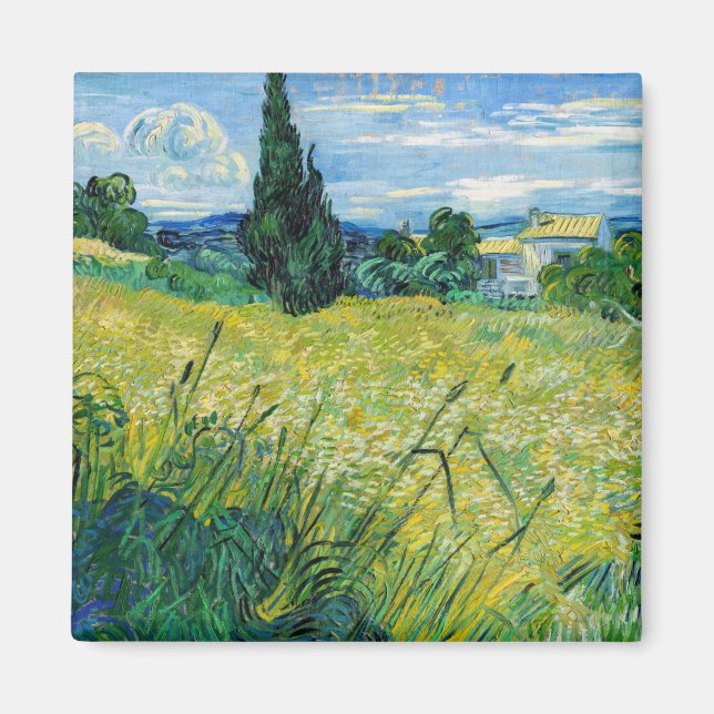 Vincent van Gogh - Grönt Wheat Fält med Cypress Magnet (Framsidan)
