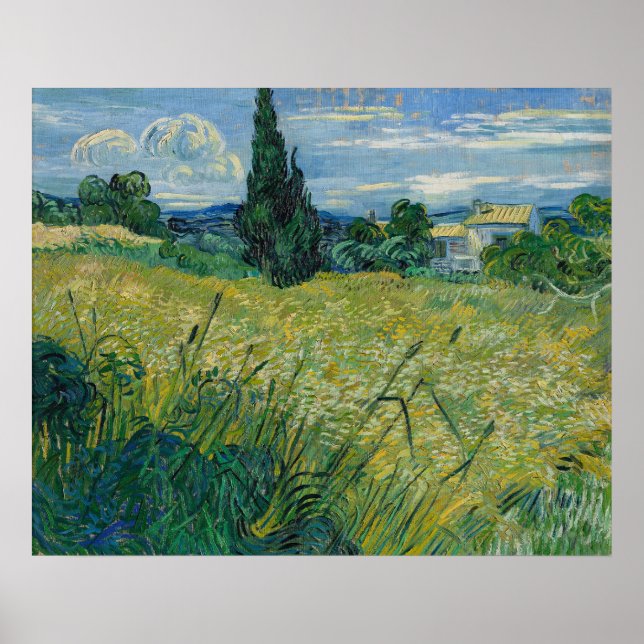 Vincent van Gogh Grönt Wheat Fält med Cypress Poster (Framsidan)