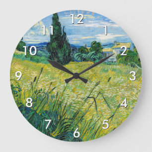 Vincent van Gogh - Grönt Wheat Fält med Cypress Stor Klocka