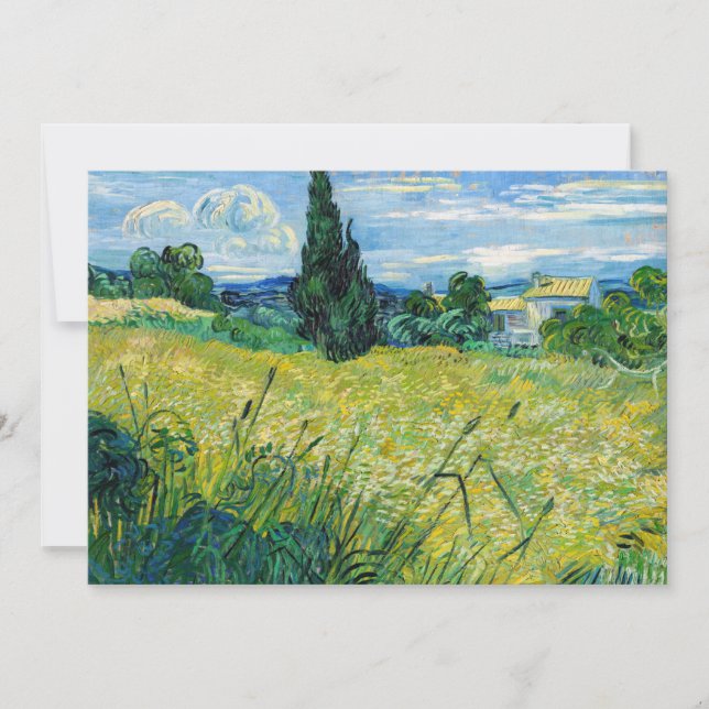 Vincent van Gogh - Grönt Wheat Fält med Cypress Tack Kort (Framsida)